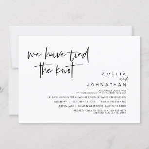 Invitation Nous avons noué le noeud, Mariage Elopement Party