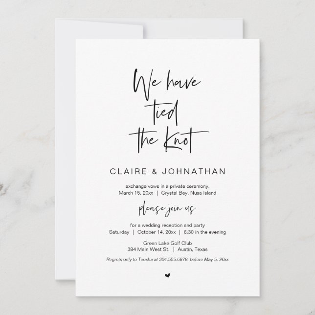 Invitation Nous avons noué le nœud, Noir, Fugue de mariage (Devant)