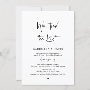 Invitation Nous avons noué le nœud, Noir, Mariage en Elopemen
