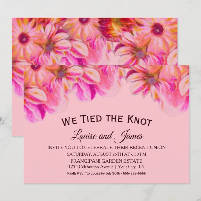 Invitation Nous avons noué le nœud Réception de mariage flora (Devant / Derrière)