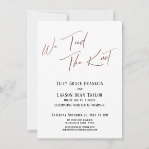 Invitation Nous avons noué le nœud Rose Gold Typographie Élég