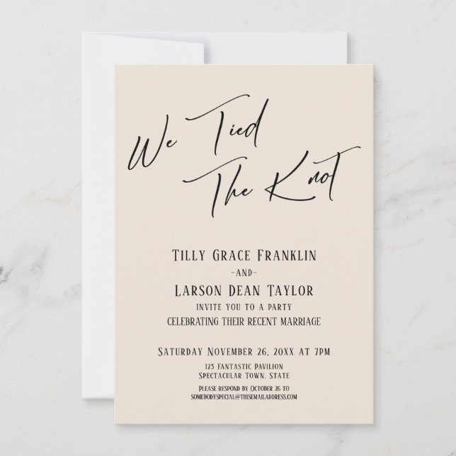 Invitation Nous avons noué le nœud Typographie simple et élég (Devant)