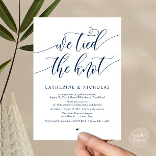 Invitation Nous avons noué, Mariage Elopement Dinner Party