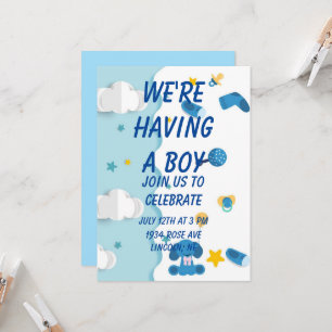 Invitation Nous avons un Baby shower d'invitation de garçon