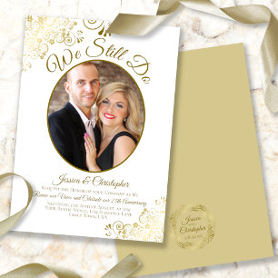Invitation Nous Continuons À Faire Gold & White Mariage Vow R
