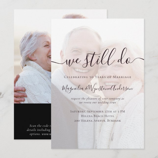 Invitation Nous Continuons À Faire Photo QR Code Vow Renouvel (Devant / Derrière)