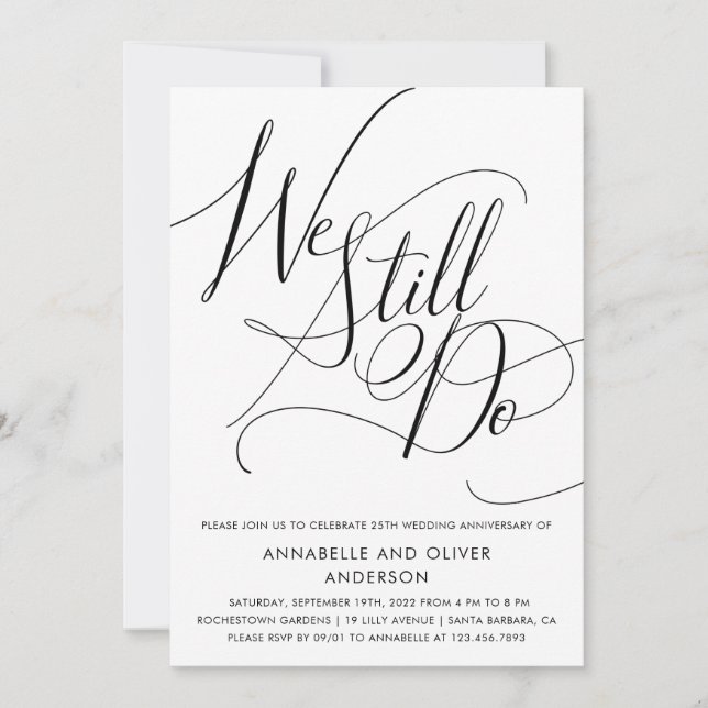 Invitation Nous continuons | Anniversaire de mariage minimali (Devant)