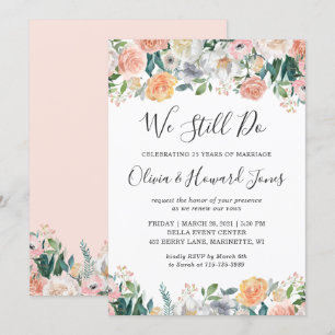 Invitation Nous Continuons Vow Renouvellement Élégant Rose Ja