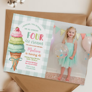 Invitation Nous crions quatre glace coup 4e anniversaire phot