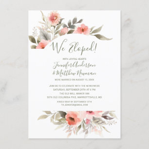 Invitation Nous Elopé Aquarelle Mariage Blush Rose réception