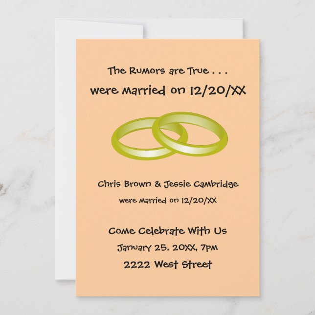 Invitation Nous Eloped! après l'invitation de mariage (Devant)