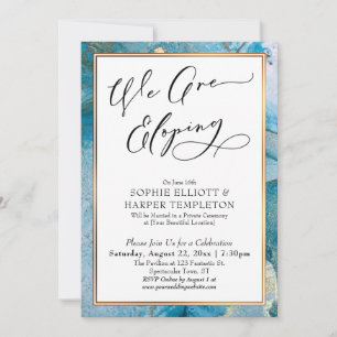 Invitation Nous Elopons Réception Turquoise & Gold Enk Seulem