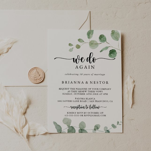 Invitation Nous faisons à nouveau plaisir vert Eucalyptus Vow (Créateur téléchargé)