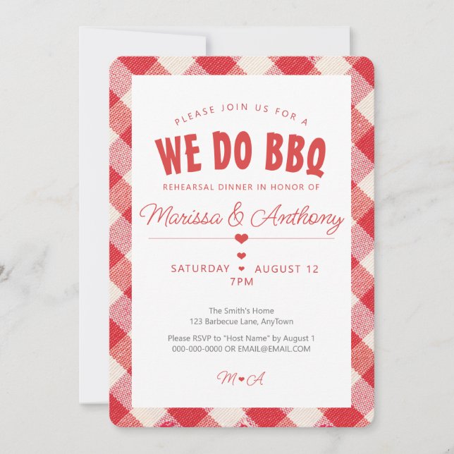 Invitation NOUS FAISONS BBQ repas de répétition décontracté v (Devant)