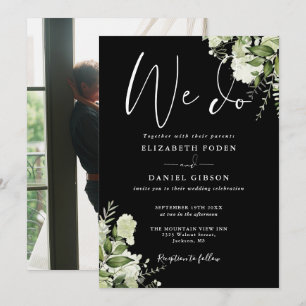 Invitation Nous faisons de la verdure Photo Mariage noir et b