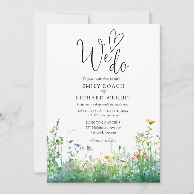 Invitation Nous faisons des fleurs sauvages à l'aquarelle Cod (Devant)