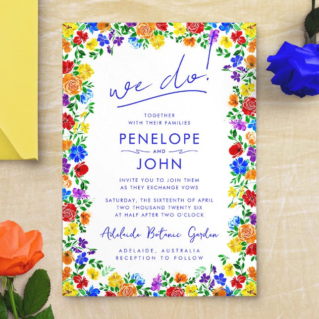 Invitation Nous faisons du Moderne Boho Fleur de Mariage Arc- (We Do Modern Boho Rainbow Floral Wedding Invitation)