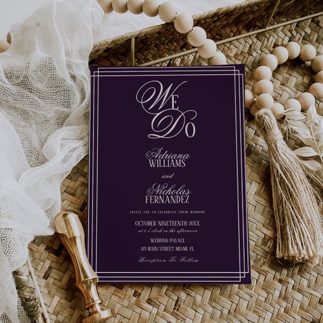 Invitation Nous faisons du vieux mariage d'argent prune (Créateur téléchargé)
