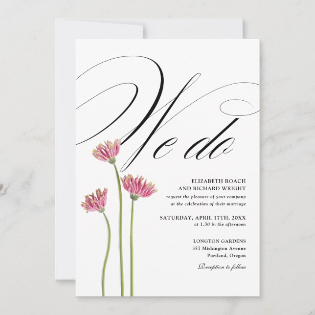 Invitation Nous faisons Élégant Fleurs Sauvages Code QR Maria (Devant)