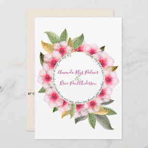 Invitation Nous faisons fleur de cerisier avec mariage poème