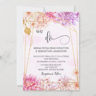 Invitation *~* NOUS FAISONS Floral Géométrique QR RSVP AR15 M