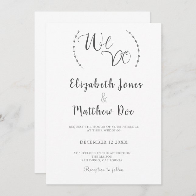 Invitation Nous faisons la calligraphie minimaliste Faire-par (Devant / Derrière)