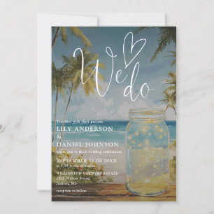 Invitation Nous faisons mariage aquarelle palmier jar mason d