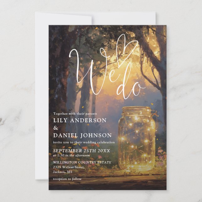 Invitation Nous faisons Mariage de Jar Mason de Forêt Enchant (Devant)