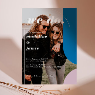 Invitation Nous faisons Moderne Bleu & Violet Retro Photo Abs
