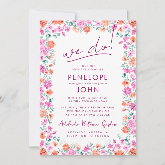 Invitation Nous faisons Moderne Boho Aquarelle Mariage Floral (Devant)