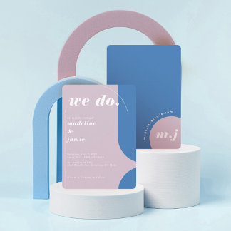 Invitation Nous faisons Moderne Gras Bleu & Violet Rétro Abst