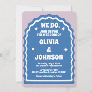 Invitation Nous Faisons Moderne Gras Bleu Violet Rétro Arc Ve