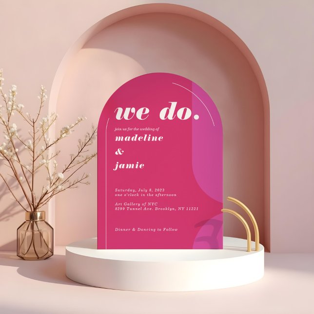 Invitation Nous Faisons Moderne Gras Rose Magenta Retro Abstr (We Do Modern Bold Pink Magenta Retro Abstract Invitation)