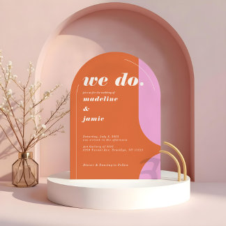 Invitation Nous faisons Moderne Gras Rose & Orange Retro Abst