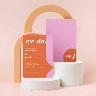 Invitation Nous faisons Moderne Gras Rose & Orange Retro Abst