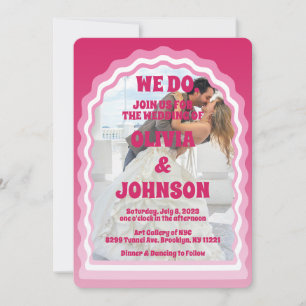 Invitation Nous faisons Moderne rose Magenta Retro Arc Vide P