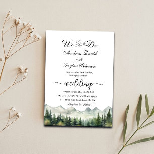 Invitation 'Nous faisons' Montagnes et Pins Mariage Élégant