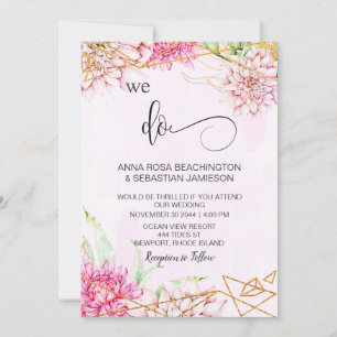 Invitation *~* NOUS FAISONS Pink Floral RSVP AR15 QR Crystal