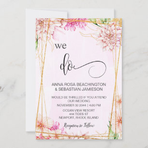 Invitation *~* NOUS FAISONS Pink Pastel Floral RSVP AR15 QR
