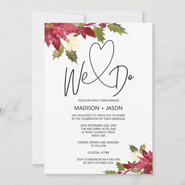 Invitation Nous Faisons Simple Moderne Mariage Noël (Devant)