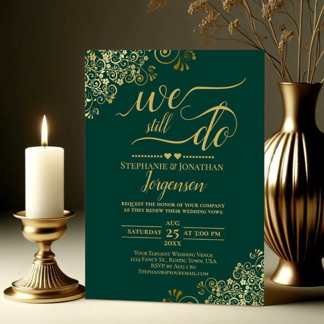 Invitation Nous Faisons Toujours Élégant Emerald & Gold Vow R (Créateur téléchargé)