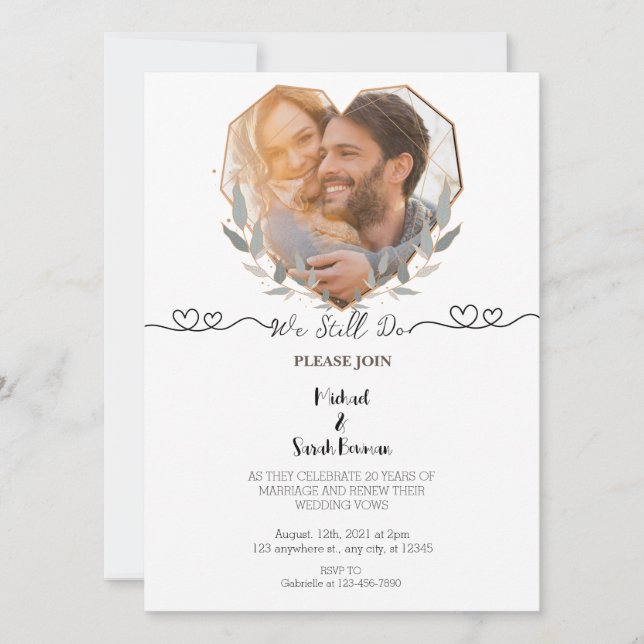Invitation Nous faisons toujours Elegant Photo Mariage Vow Re (Devant)