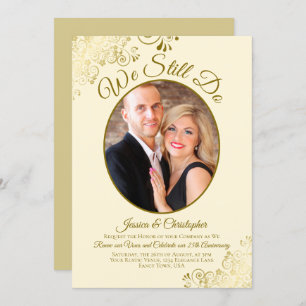 Invitation Nous Faisons Toujours Gold & Cream Mariage Vow Ren