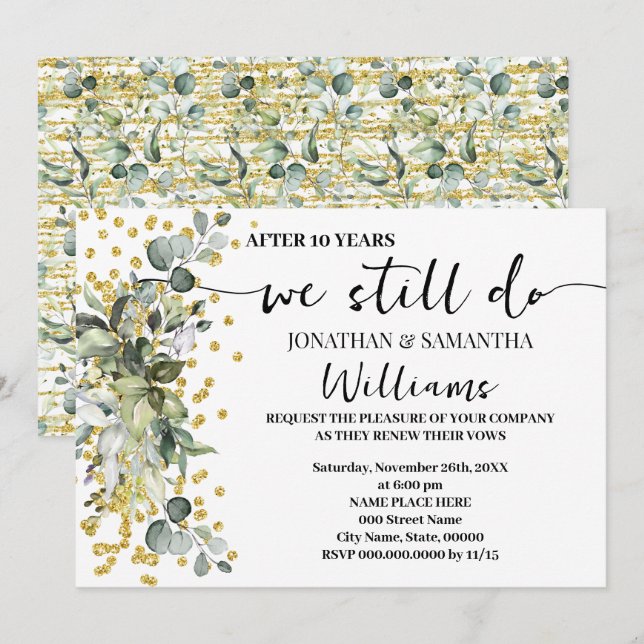 Invitation Nous Faisons Toujours L'Anniversaire Mariage Eucal (Devant / Derrière)