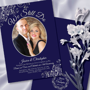 Invitation Nous faisons toujours Marine Blue & Silver Mariage