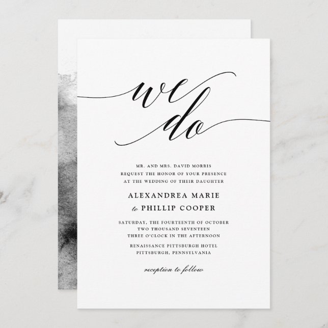 Invitation Nous faisons un simple Mariage noir et blanc (Devant / Derrière)