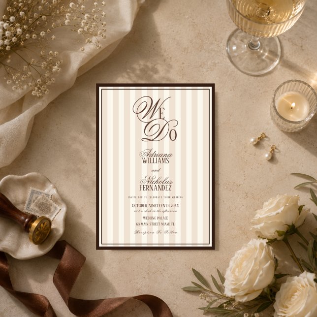 Invitation Nous faisons une élégante robe à rayures espresso  (Créateur téléchargé)