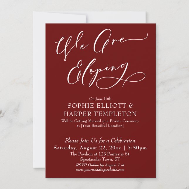 Invitation Nous Faisons une Fuite Amoureuse, Célébration Simp (Devant)