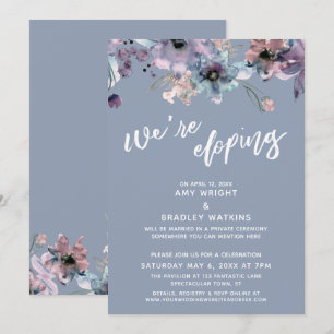 Invitation Nous Fuyons à l'Étranger Script Fleurs Aquarelle B