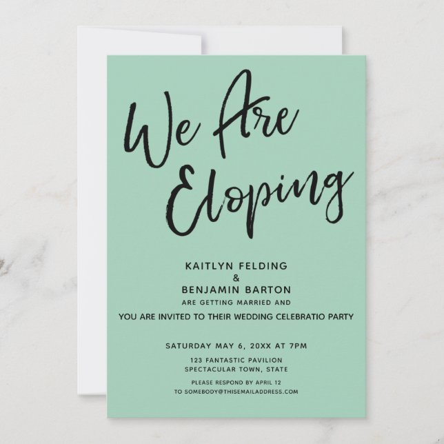 Invitation Nous Fuyons en Vert Fête de Mariage Décontractée A (Devant)